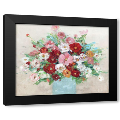 Confetti Flowers Black Modern Wood Framed Art Print with Double Matting by Swatland, Sally