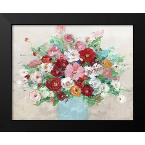 Confetti Flowers Black Modern Wood Framed Art Print by Swatland, Sally