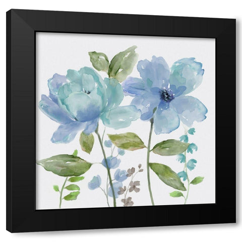 Garden Blues II Black Modern Wood Framed Art Print by Nan