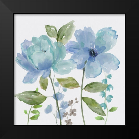 Garden Blues II Black Modern Wood Framed Art Print by Nan