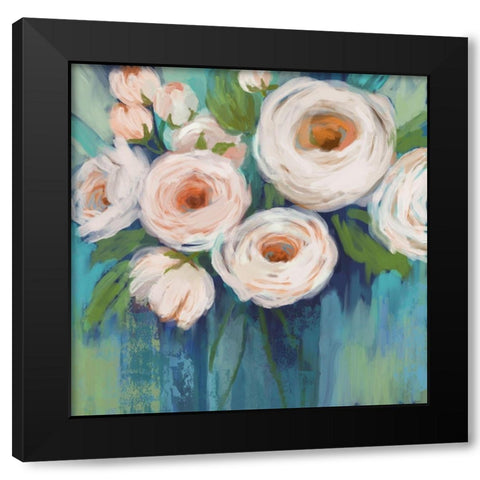 Flower Power Black Modern Wood Framed Art Print with Double Matting by Nan