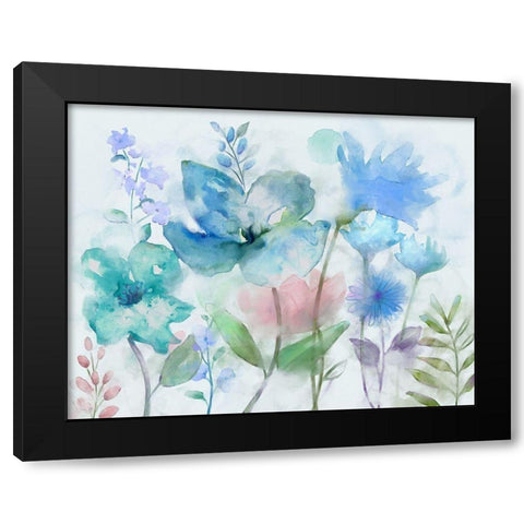 Mingled Blues Black Modern Wood Framed Art Print with Double Matting by Nan