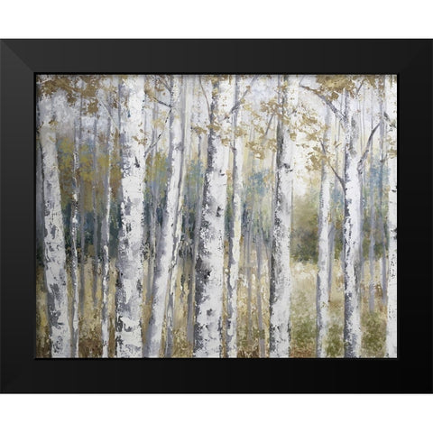 Hidden Birch Black Modern Wood Framed Art Print by Nan