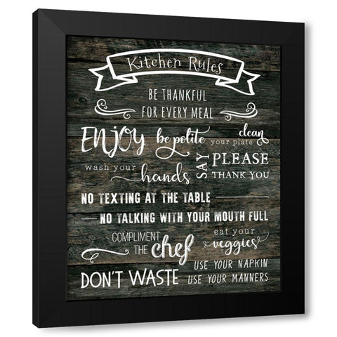 Kitchen Rules Black Modern Wood Framed Art Print with Double Matting by CAD DESIGNS