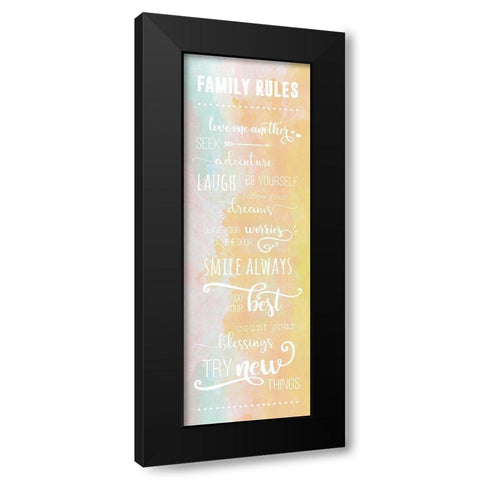 Family Rules Black Modern Wood Framed Art Print by CAD DESIGNS