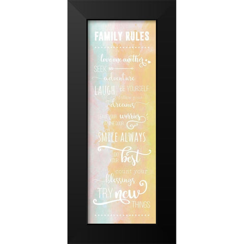 Family Rules Black Modern Wood Framed Art Print by CAD DESIGNS