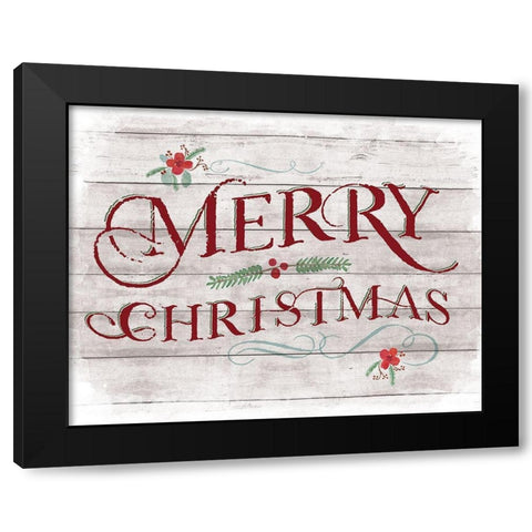 Merry Christmas Black Modern Wood Framed Art Print by Murray, Amanda
