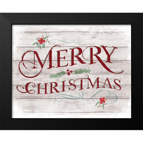 Merry Christmas Black Modern Wood Framed Art Print by Murray, Amanda