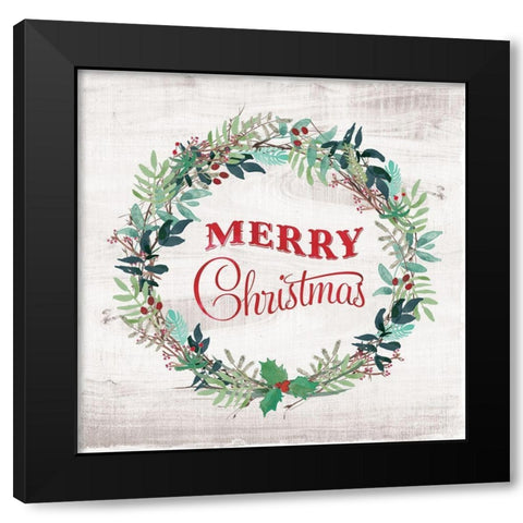 Merry Christmas Black Modern Wood Framed Art Print by Murray, Amanda