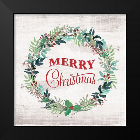 Merry Christmas Black Modern Wood Framed Art Print by Murray, Amanda