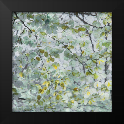 Dancing Leaves Black Modern Wood Framed Art Print by Weisz, Irene
