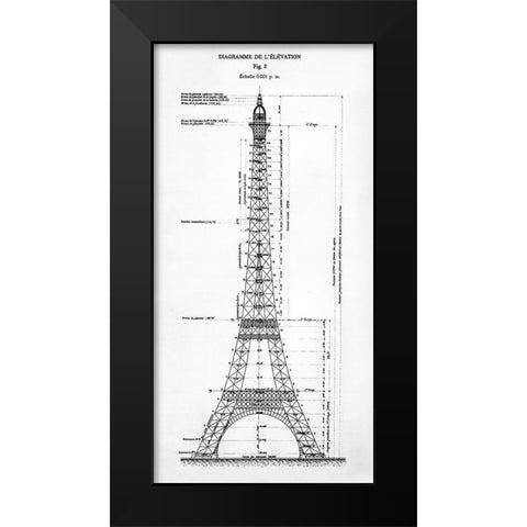 Eiffel Elevation Black Modern Wood Framed Art Print by Donovan, Kelly