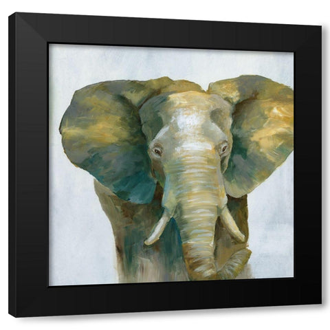 Jade Elephant Black Modern Wood Framed Art Print with Double Matting by Nan