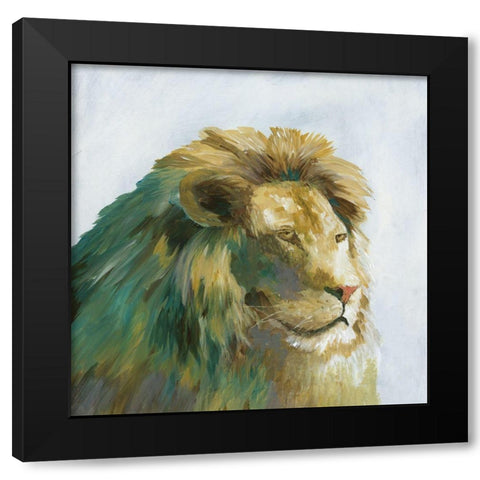 Jade Lion Black Modern Wood Framed Art Print by Nan