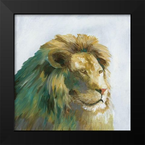 Jade Lion Black Modern Wood Framed Art Print by Nan