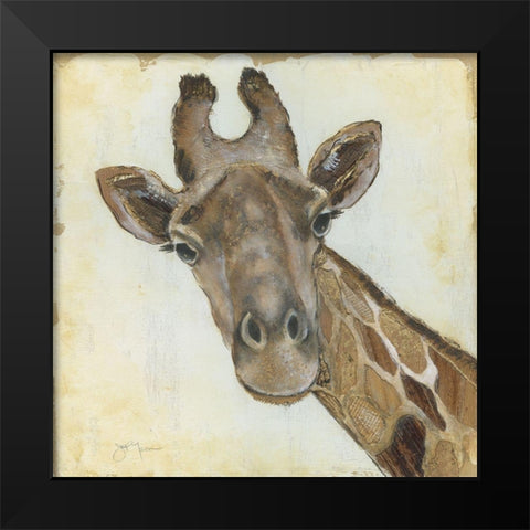 Patterned Giraffe Black Modern Wood Framed Art Print by Tava Studios