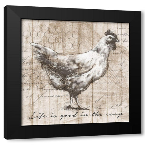 Farm Hen Black Modern Wood Framed Art Print with Double Matting by Knutsen, Conrad