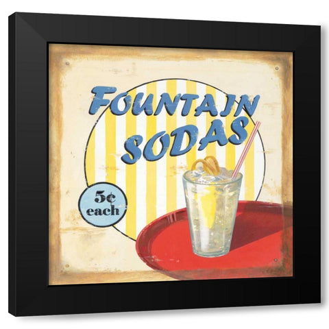 Fountain Sodas Black Modern Wood Framed Art Print with Double Matting by Alderson, Lisa