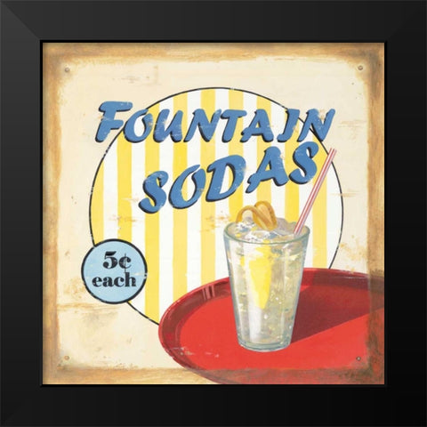 Fountain Sodas Black Modern Wood Framed Art Print by Alderson, Lisa