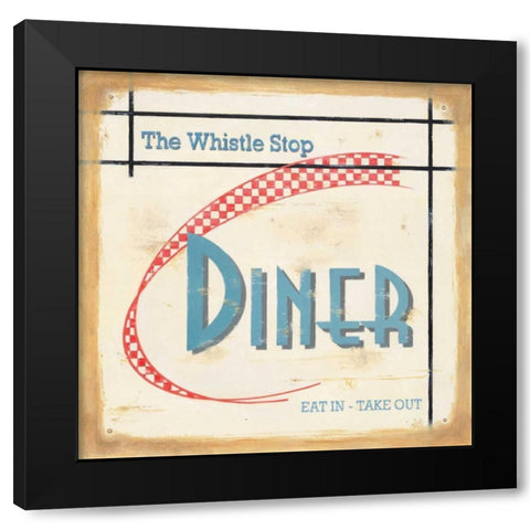 Whistle Stop Diner Black Modern Wood Framed Art Print with Double Matting by Alderson, Lisa