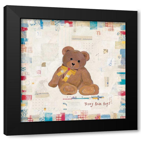 Teddy Bear Hugs Black Modern Wood Framed Art Print by Pope, Kate and Elizabeth