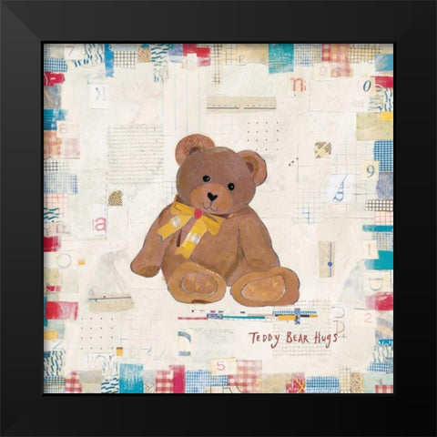 Teddy Bear Hugs Black Modern Wood Framed Art Print by Pope, Kate and Elizabeth