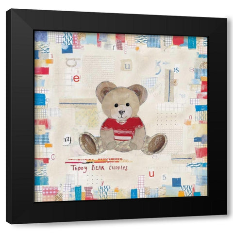 Teddy Bear Cuddles Black Modern Wood Framed Art Print by Pope, Kate and Elizabeth