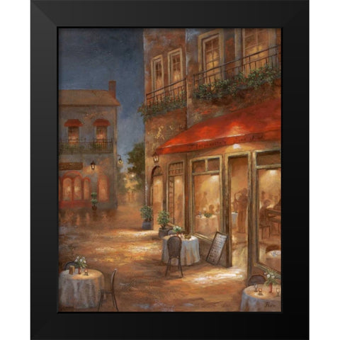 Cafe Marquerite Black Modern Wood Framed Art Print by Nan