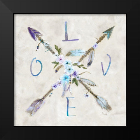 Boho Arrow Love Black Modern Wood Framed Art Print by Dunlap, Marilyn