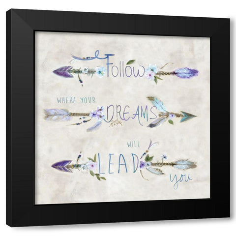 Boho Arrow Dreams Black Modern Wood Framed Art Print with Double Matting by Dunlap, Marilyn