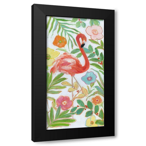 Flamingo Party I Black Modern Wood Framed Art Print by Swatland, Sally