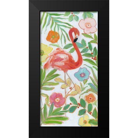 Flamingo Party I Black Modern Wood Framed Art Print by Swatland, Sally