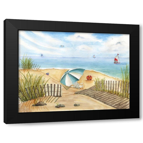 Beach Interlude Black Modern Wood Framed Art Print by Halm, Carol