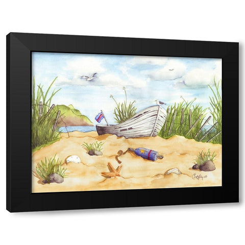 Beach Treasures Black Modern Wood Framed Art Print with Double Matting by Halm, Carol