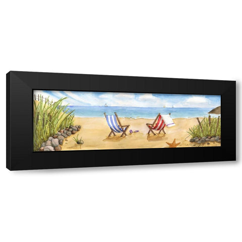 Beach For Two Black Modern Wood Framed Art Print by Halm, Carol