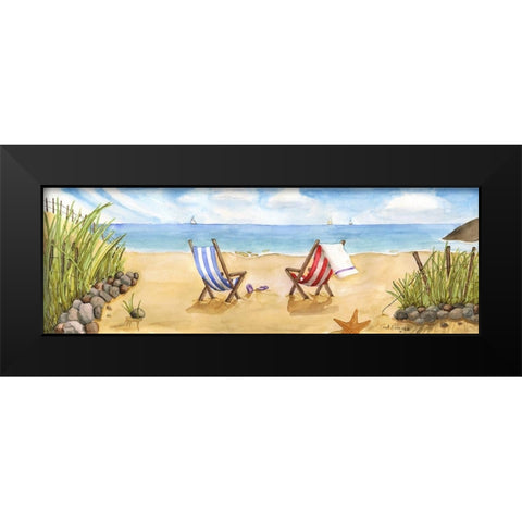 Beach For Two Black Modern Wood Framed Art Print by Halm, Carol