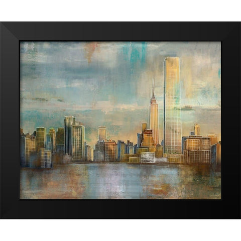 City Skyline Black Modern Wood Framed Art Print by Nan