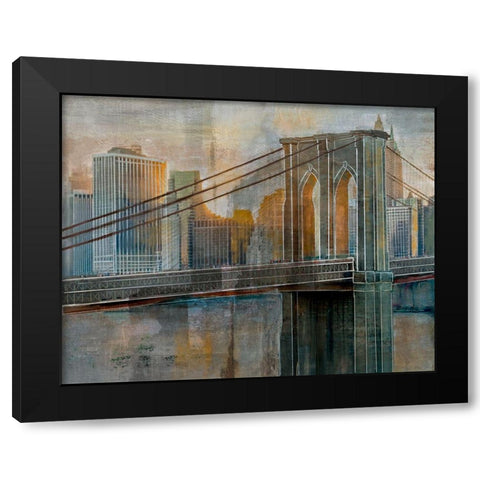 Brooklyn Bridge Black Modern Wood Framed Art Print by Nan