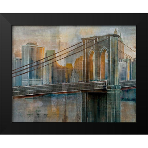 Brooklyn Bridge Black Modern Wood Framed Art Print by Nan