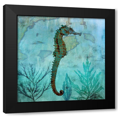 Pacific Seahorse Black Modern Wood Framed Art Print by Nan