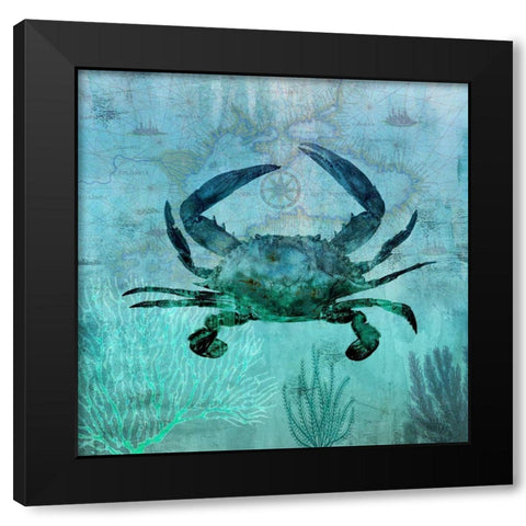 Pacific Crab Black Modern Wood Framed Art Print with Double Matting by Nan