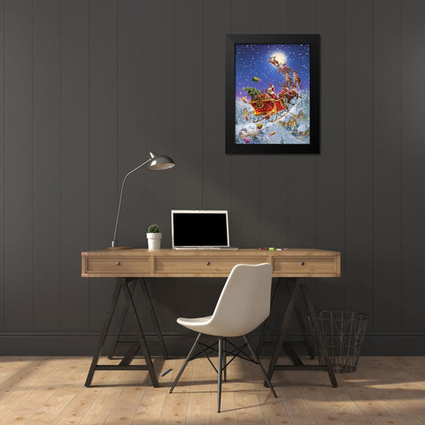 Santas Sleigh Black Modern Wood Framed Art Print by Corti, Marcello