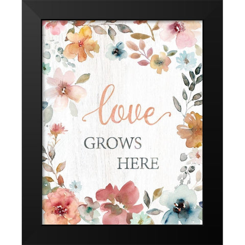 Love Grows Here Black Modern Wood Framed Art Print by Robinson, Carol