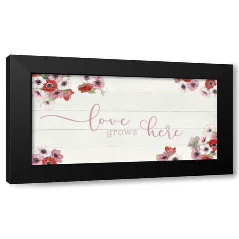 Love Grows Here Black Modern Wood Framed Art Print by Swatland, Sally