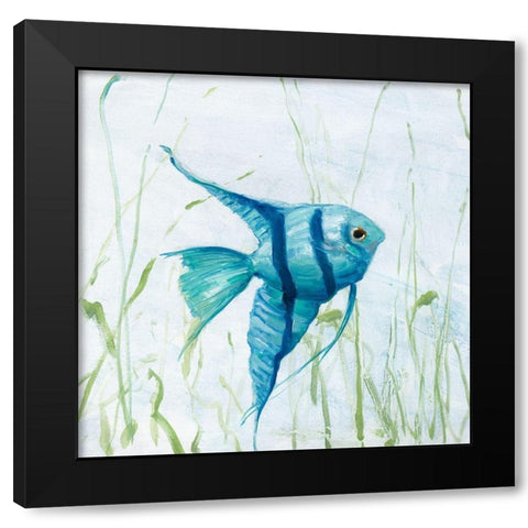 Reef Encounter Black Modern Wood Framed Art Print by Swatland, Sally