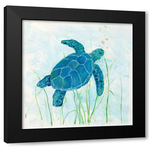 Reef Turtle I Black Modern Wood Framed Art Print with Double Matting by Swatland, Sally