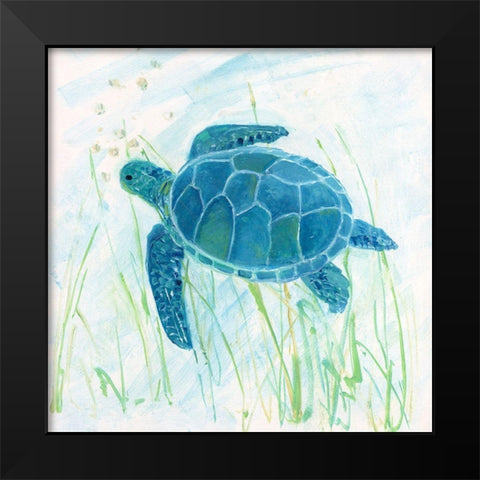 Reef Turtle II Black Modern Wood Framed Art Print by Swatland, Sally