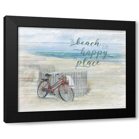Beach Happy Place Black Modern Wood Framed Art Print with Double Matting by Manning, Ruane