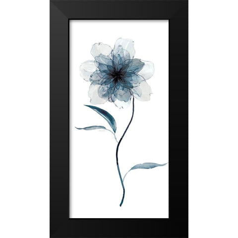 Indigo Foral II Black Modern Wood Framed Art Print by Robinson, Carol