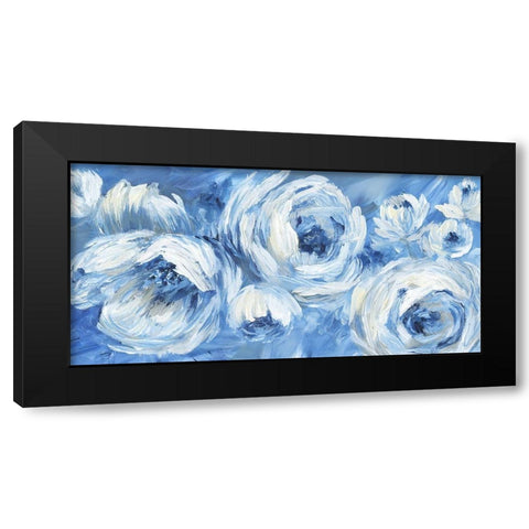 Contemporary Blue and White Black Modern Wood Framed Art Print with Double Matting by Nan